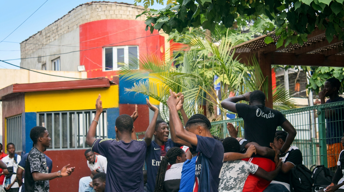 Alunos a celebrar numa atividade desportiva